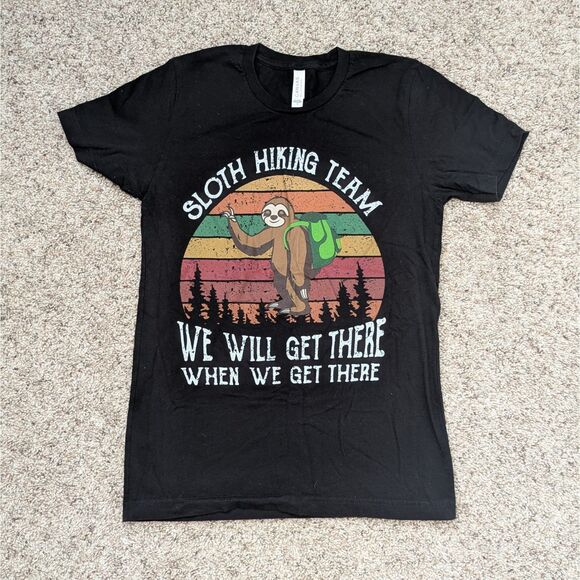 Bella + Canvas Sloth Hiking Team Tee | Women’s Small | Graphic T-Shirt - Picture 2 of 5